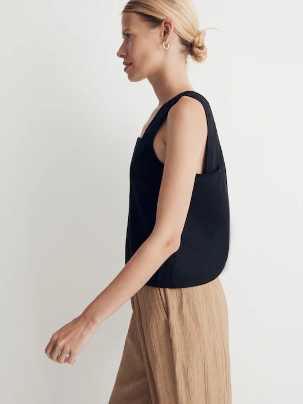 Madewell Black 100% Linen Cross-Back Sleeveless Top Tank - Size 10 - Picture 3 of 8